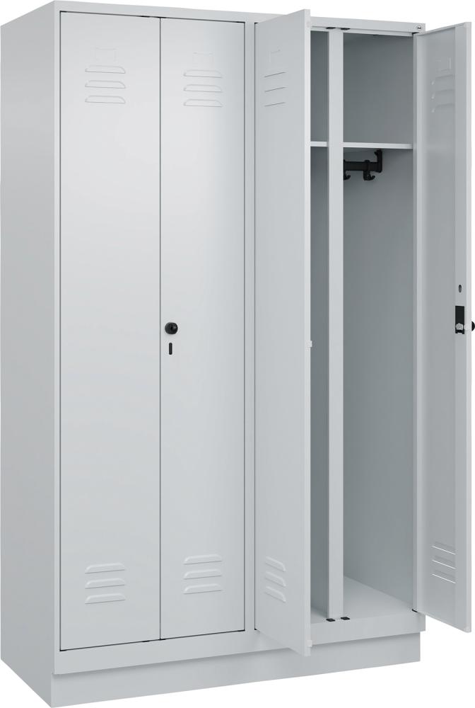 S/W-Gard.-Schrank CLASSICB1200xT500xH1950 mm RAL 7035/7035, 4 Abteile mit 100 mm hohem Sockel S/W-Gard.-Schrank CLASSICB1200xT500xH1950 mm RAL 7035/7035, 4 Abteile mit 100 mm hohem Sockel