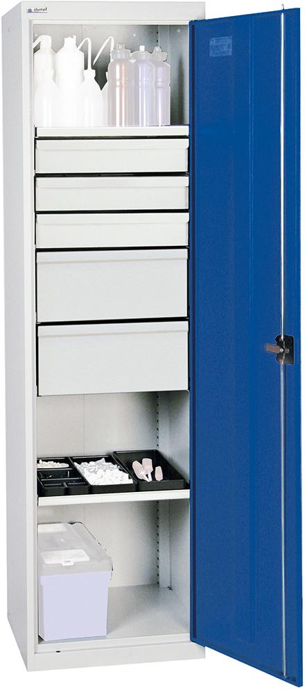 Werkzeugschrank S2000 RAL 7035/5010 2 Wannenböden 5 Schubladen Werkzeugschrank S2000 RAL 7035/5010 2 Wannenböden 5 Schubladen