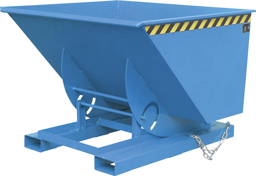 Kippbehälter AK 1000 l B1560xT1420xH1070 mm RAL5012 Tragkraft 1000kg mit Abrollsystem Kippbehälter AK 1000 l B1560xT1420xH1070 mm RAL5012 Tragkraft 1000kg mit Abrollsystem