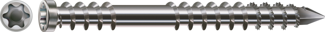 Artikelhauptbild ABC Spax-D-Holzterrassenschraube A4 Zylindersenkkopf, I-Stern  6,0 x 50 mit Fräsrippen, CUT-Spitze, Fixiergewind
