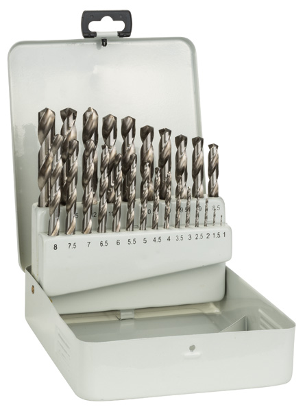 25-tlg. Metallbohrer-Set HSS-G, DIN 338, 135° in Metallkassette, 1–13 mm