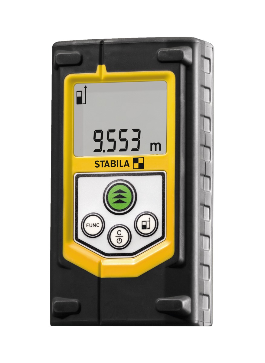 STABILA Laser-Entfernungsmesser LD 320, max. Messbereich 60 m, 8 Messfunktionen (u. a. Fläche, Volumen, Pythagoras, MIN/MAX-Tracking), IP 40, Tasche, Handschlaufe, inkl. Batterien (2 x AAA) STD
