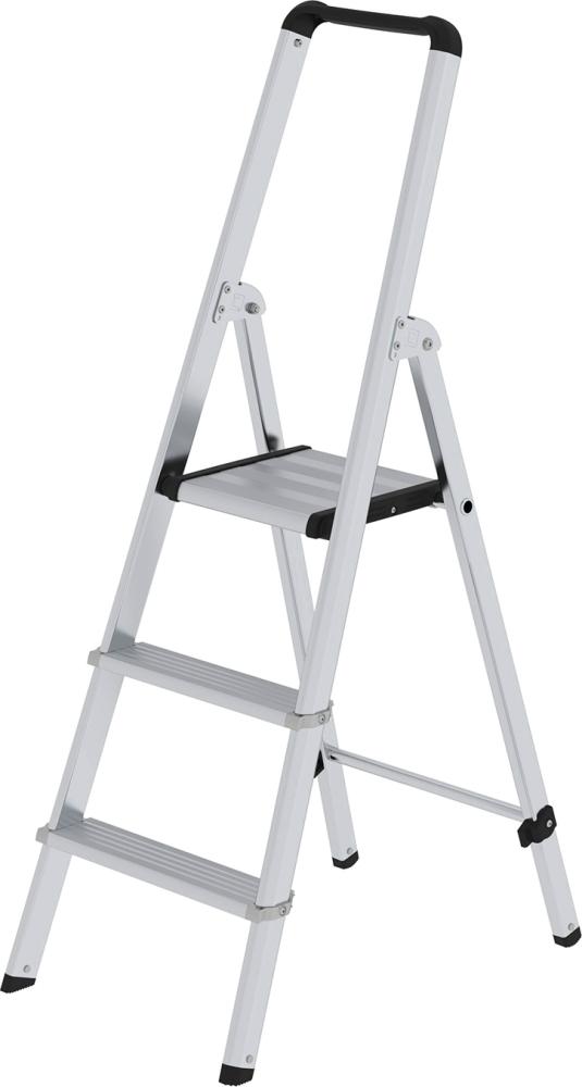 Alu-Stehleiter ML 3 Stufen Gesamthöhe 1,31 m Arbeitshöhe bis 2,70 m Alu-Stehleiter ML 3 Stufen Gesamthöhe 1,31 m Arbeitshöhe bis 2,70 m