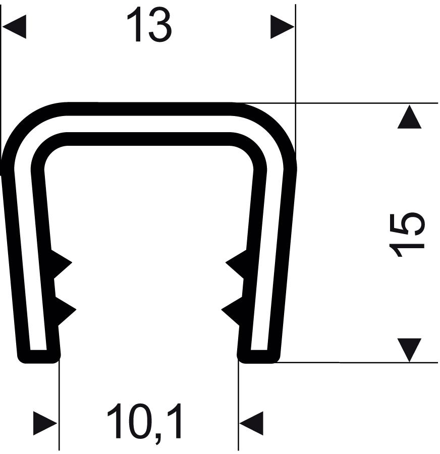 Kantenschutz flexibel konisch, schwarz, 13x15 mm, Klemmbereich 6,0-8,0mm, 50m FORTIS Kantenschutz flexibel konisch, schwarz, 13x15 mm, Klemmbereich 6,0-8,0mm, 50m FORTIS