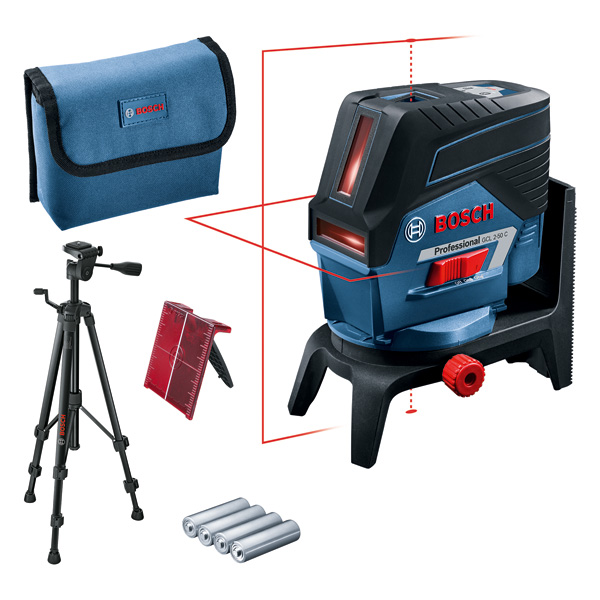 Kombilaser GCL 2-50 C, 4 x 1,5 V-LR6-Batterie + Baustativ BT 150 Professional