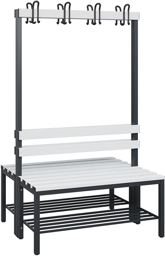 C+P Doppelseitiger Garde-robenschrank Kunststoff mit Schuhrost 4 Füße B10-00xT770xH1716mm RAL7021