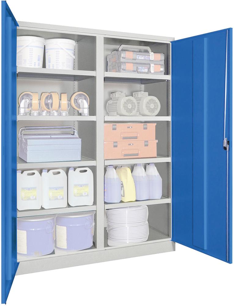 Schwerlastschrank 1950/630/1470 Jumbo, mit Trennwand 8 Böden Schwerlastschrank 1950/630/1470 Jumbo, mit Trennwand 8 Böden