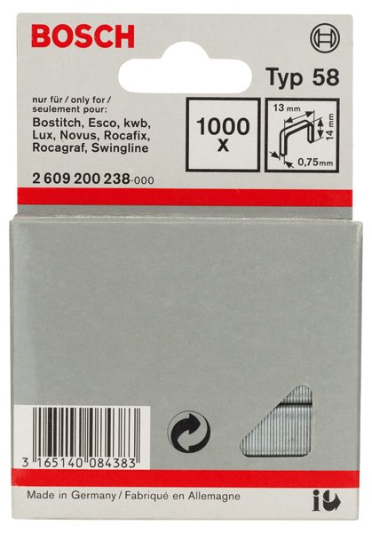 Feindrahtklammer Typ 58, 13 x 0,75 x 14 mm, 1000er-Pack