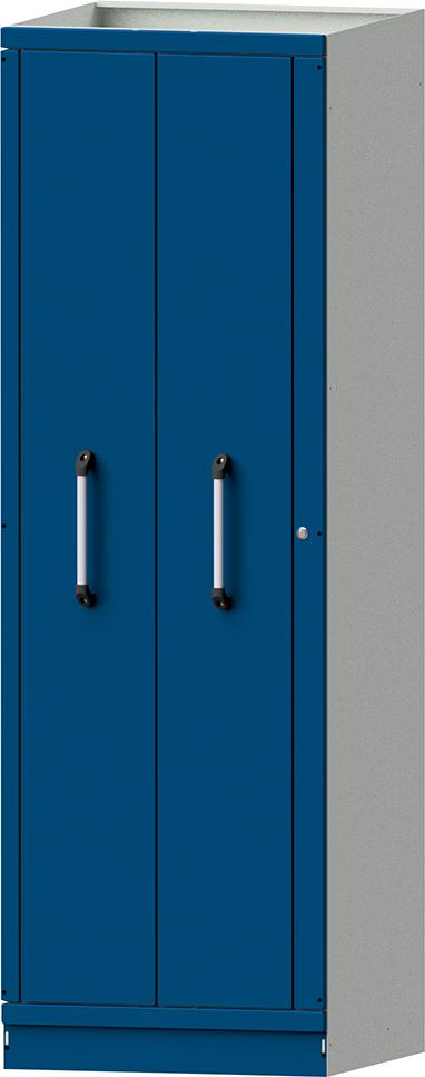 Vertikalauszugschrank B715xT720xH2200mm RAL 7035/5010 2 VertikalWannen Vertikalauszugschrank B715xT720xH2200mm RAL 7035/5010 2 VertikalWannen