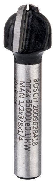 Hohlkehlfräser, 1/4-Zoll, R1 6,3 mm, D 12,7 mm, L 9,2 mm, G 40 mm