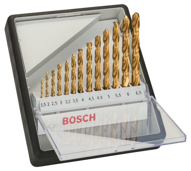 13-tlg. Metallbohrer-Set, Robust Line, HSS-TiN, 135°, 1,5–6,5 mm