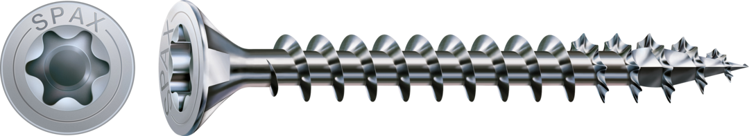 Artikelhauptbild ABC Spax T-STAR plus Schraube blau verz. Senkkopf, I-Stern  4,5 x 60 Vollgewinde MULTI-Kopf, 4CUT-Spitze, Kleinverpackung