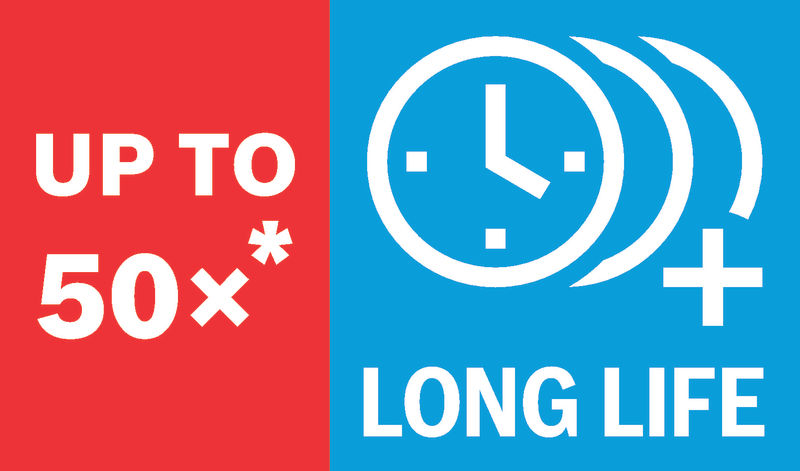 Lange Lebensdauer 50x Anspruch-Symbol