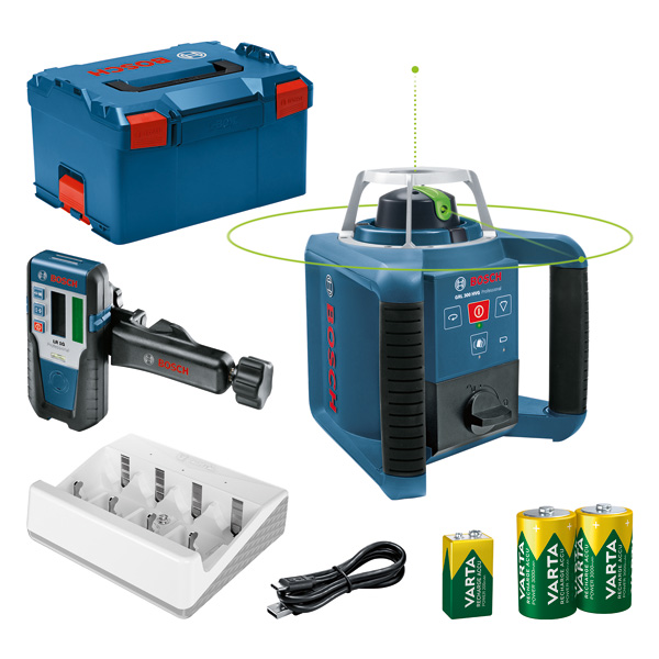 Rotationslaser GRL 300 HVG + LR 1 G, Batterien: 1 x 9V + 2 x 1,2V HR20 in L-BOXX