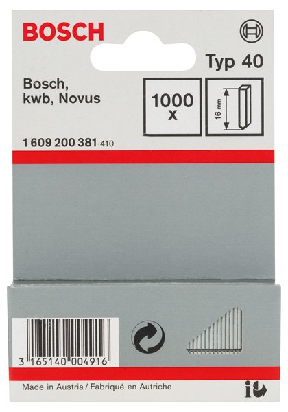 Stift Typ 40, 16 mm, 1000er-Pack