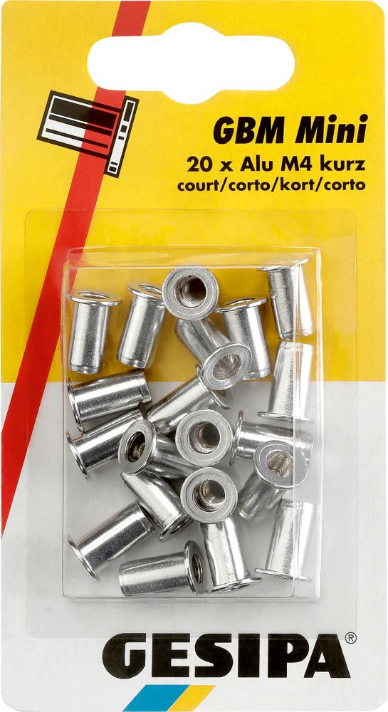 Blindnietmuttern Alu im Mini-Pack M4 kurz GESIPA Blindnietmuttern Alu im Mini-Pack M4 kurz GESIPA