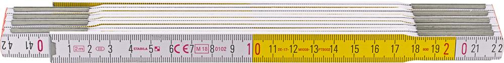 Gliedermaßstab Buche 2mx16mm weiß-gelb Typ 617 Stabila