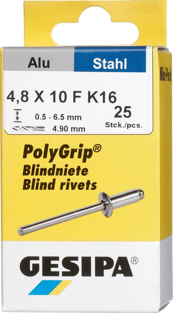Mini-Pack PolyGrip Alu/Stahl 4,8 x 10 K 16 Mini-Pack PolyGrip Alu/Stahl 4,8 x 10 K 16