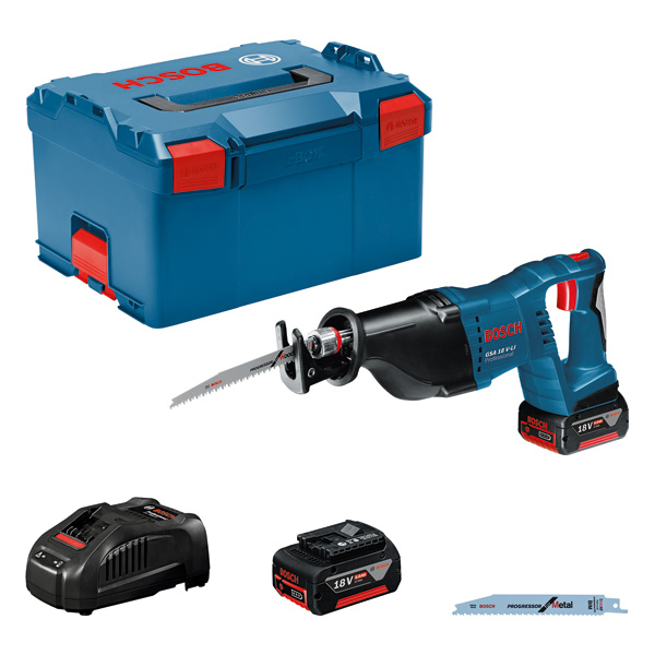 Akku-Säbelsäge GSA 18V-LI, 2 x Akku GBA 18V 5.0Ah in L-BOXX