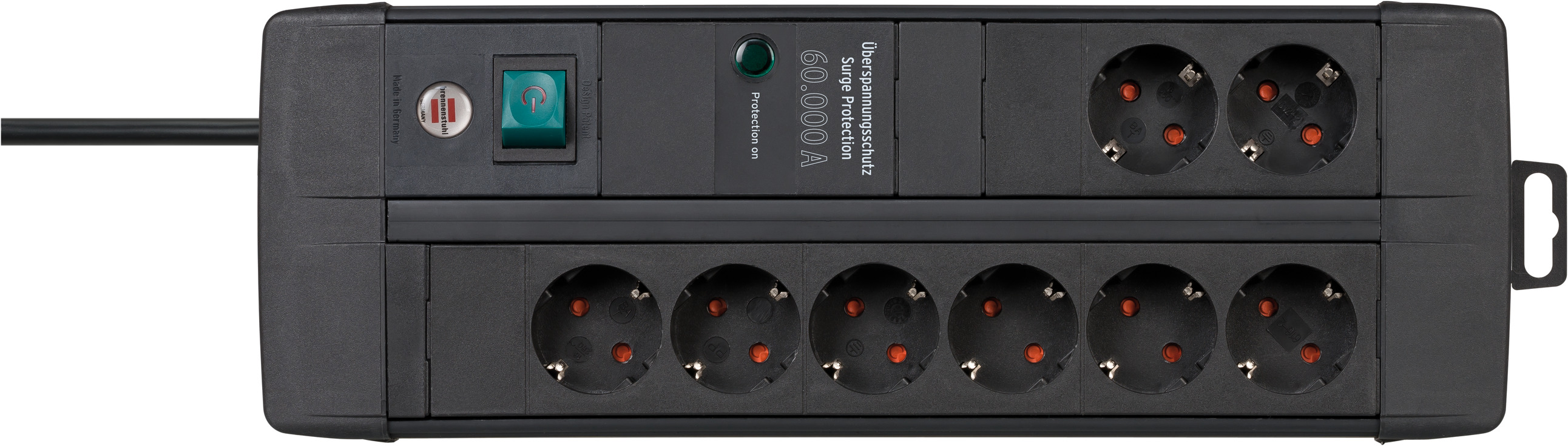 Premium-Line 60.000A Überspannungsschutz-Steckdosenleiste 8-fach Duo schwarz 3m H05VV-F 3G1,5