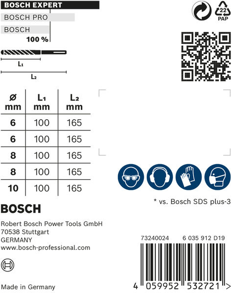 Produktbild EXPERT SDS plus-7X Hammerbohrer-Set, 6/6/8/8/10 mm, 5-tlg