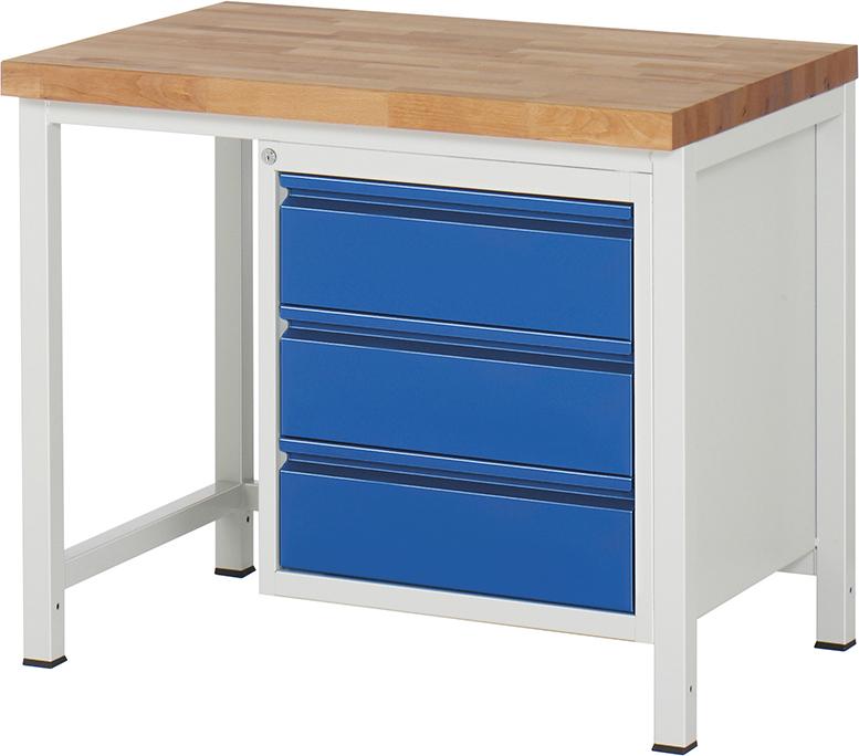 Werkbank Basic B1000xT700xH840mm RAL 7035/5010 BMP: 40 mm 3 Schubladen Werkbank Basic B1000xT700xH840mm RAL 7035/5010 BMP: 40 mm 3 Schubladen