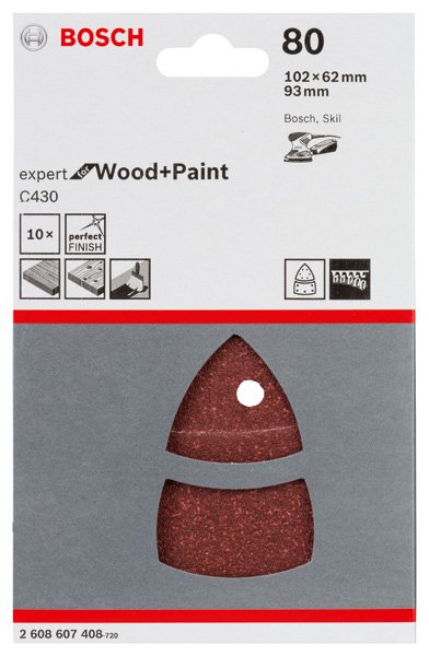 Schleifblatt C430, 10-teilig, 102 x 62, 93 mm, 80, 11 Löcher