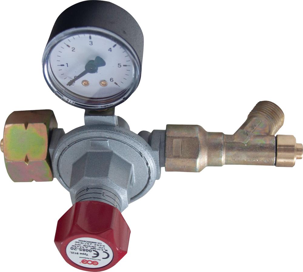 Regler für Propanflaschen5/11/33kg mit Manometer Gasdruck 0,5-4bar GCE Regler für Propanflaschen5/11/33kg mit Manometer Gasdruck 0,5-4bar GCE