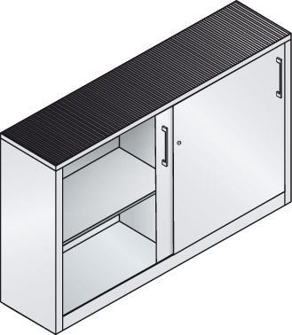 Schiebetürenschrank B1600xT400xH1000 mm RAL 7035, 2 Fachböden mit Mitteltrennwand CP Schiebetürenschrank B1600xT400xH1000 mm RAL 7035, 2 Fachböden mit Mitteltrennwand CP