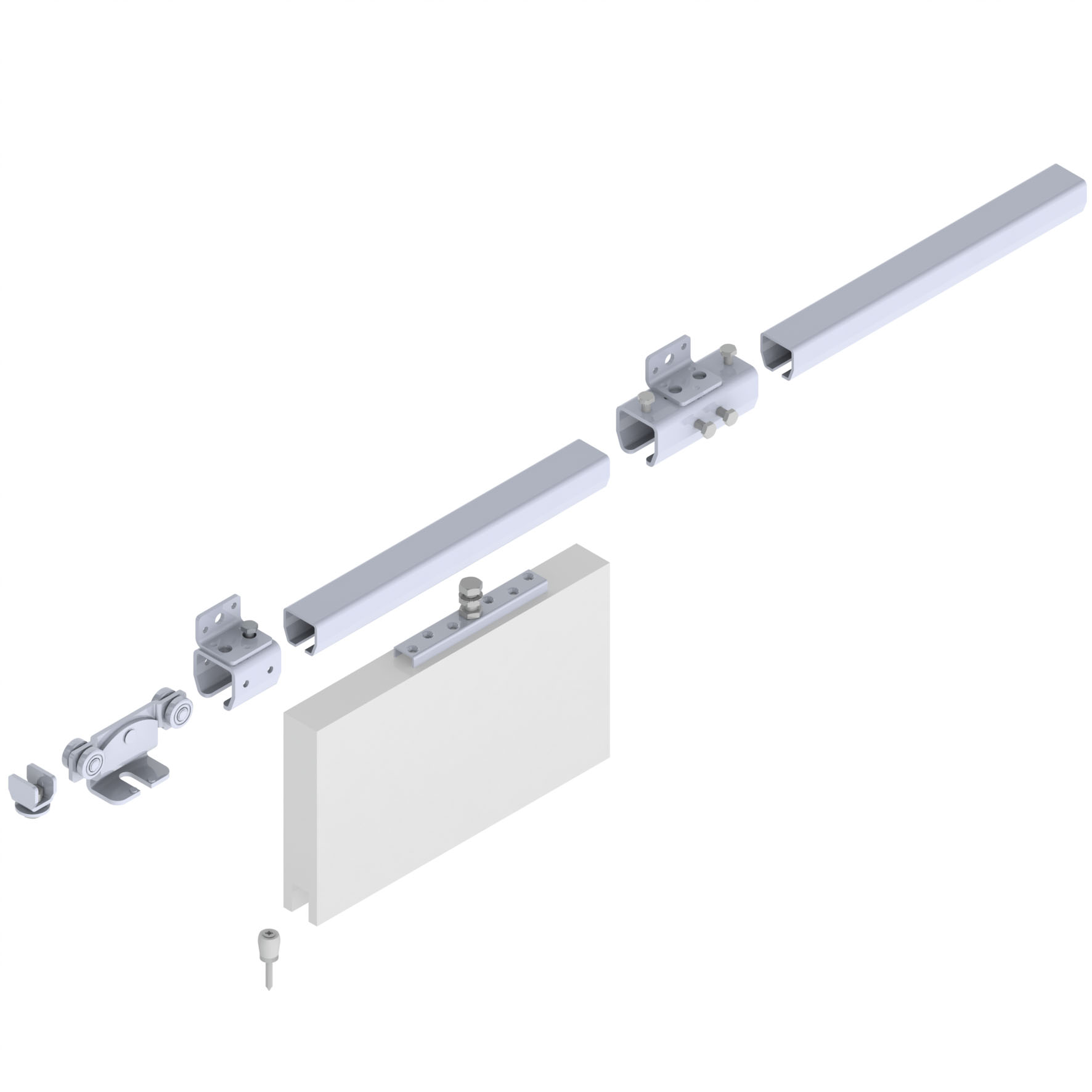 HELM 300 Schiebegarnitur Komplettgarnitu verz. blau, 1-flg. b.200 kg