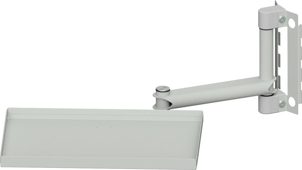 Gelenkarm Systemaufbau mit Anlagetablar RAL 7035 Gelenkarm Systemaufbau mit Anlagetablar RAL 7035