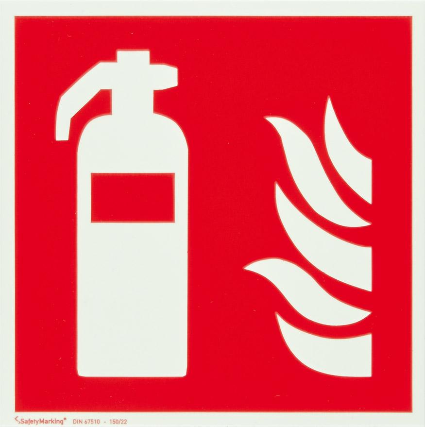 Brandschutzschild Alu B150xH150 mm Feuerlöscher langnachleuchtend