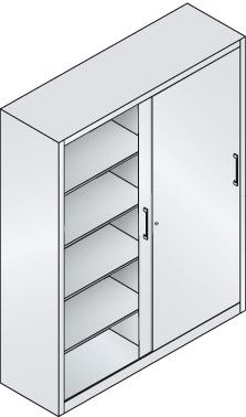 Schiebetürenschrank B1600xT500xH1950 mm RAL 7035, 8 Fachböden mit Mitteltrennwand CP Schiebetürenschrank B1600xT500xH1950 mm RAL 7035, 8 Fachböden mit Mitteltrennwand CP