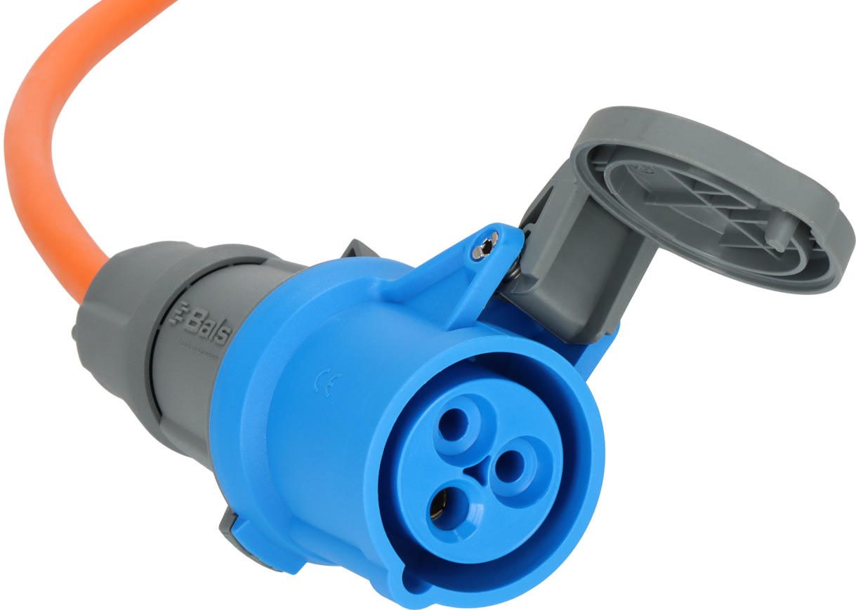 Camping-/Maritim Adapterkabel IP44 1,5m orange H07RN-F 3G2,5 Schutzkontakt-Stecker, CEE-Kupplung 230V/16A