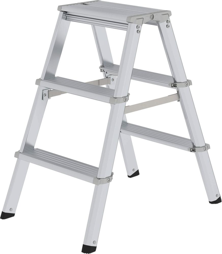 Alu-Stehleiter ML 2x3 Stufen Gesamthöhe 0,69 m Arbeitshöhe bis 2,25 m Alu-Stehleiter ML 2x3 Stufen Gesamthöhe 0,69 m Arbeitshöhe bis 2,25 m