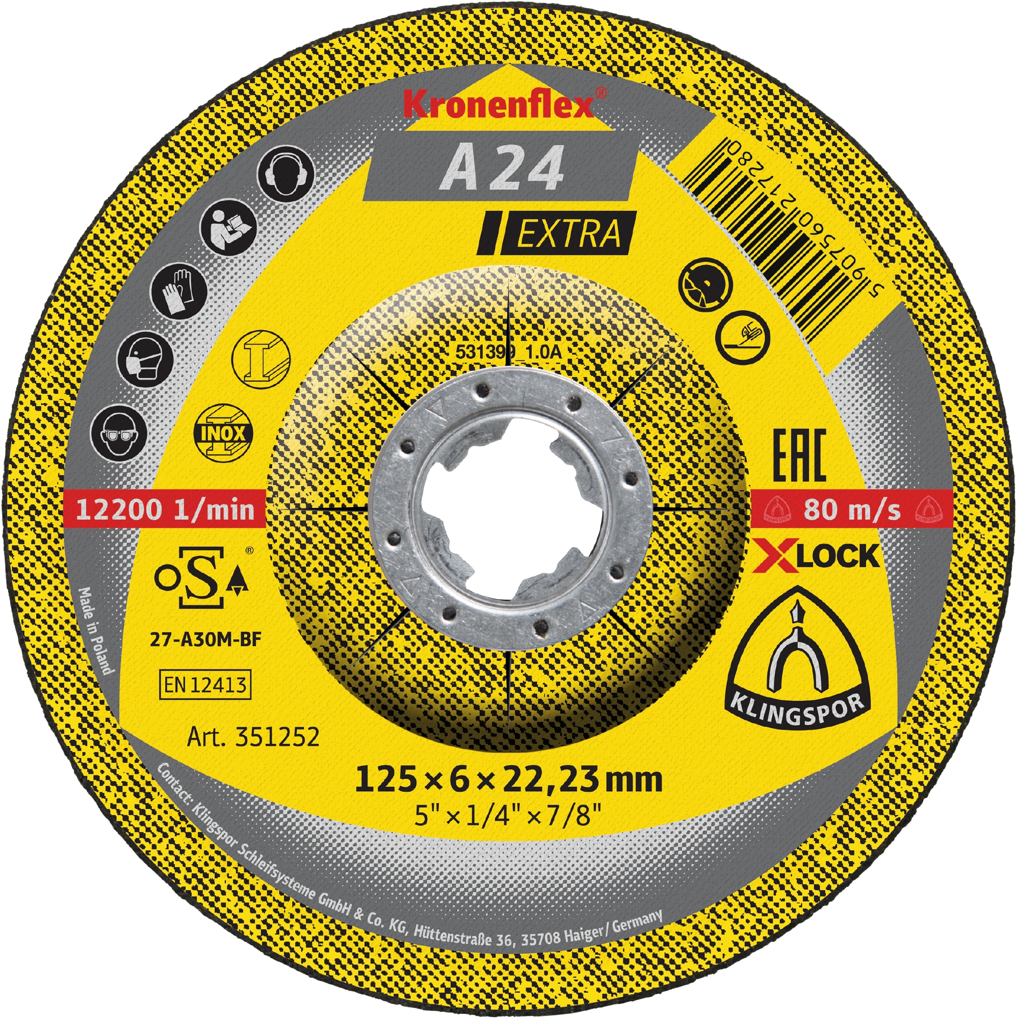 Produkt A 24 EX Schruppscheiben X-LOCK, 115 x 6 x 22,23 mm gekröpft