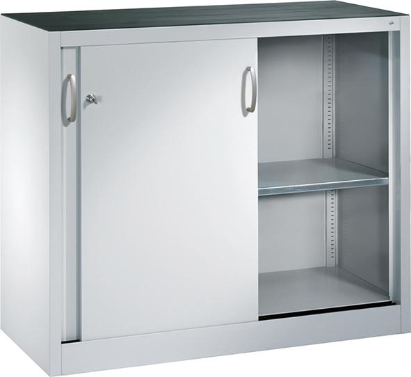 Schiebetürenschrank B1200xT400xH1000 mm RAL 7035, 2 Fachböden CP Schiebetürenschrank B1200xT400xH1000 mm RAL 7035, 2 Fachböden CP