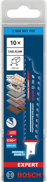 Bosch EXPERT Multi Material Demolition S681KLHM-Sägeblattpaket. Produktbild Verpackung