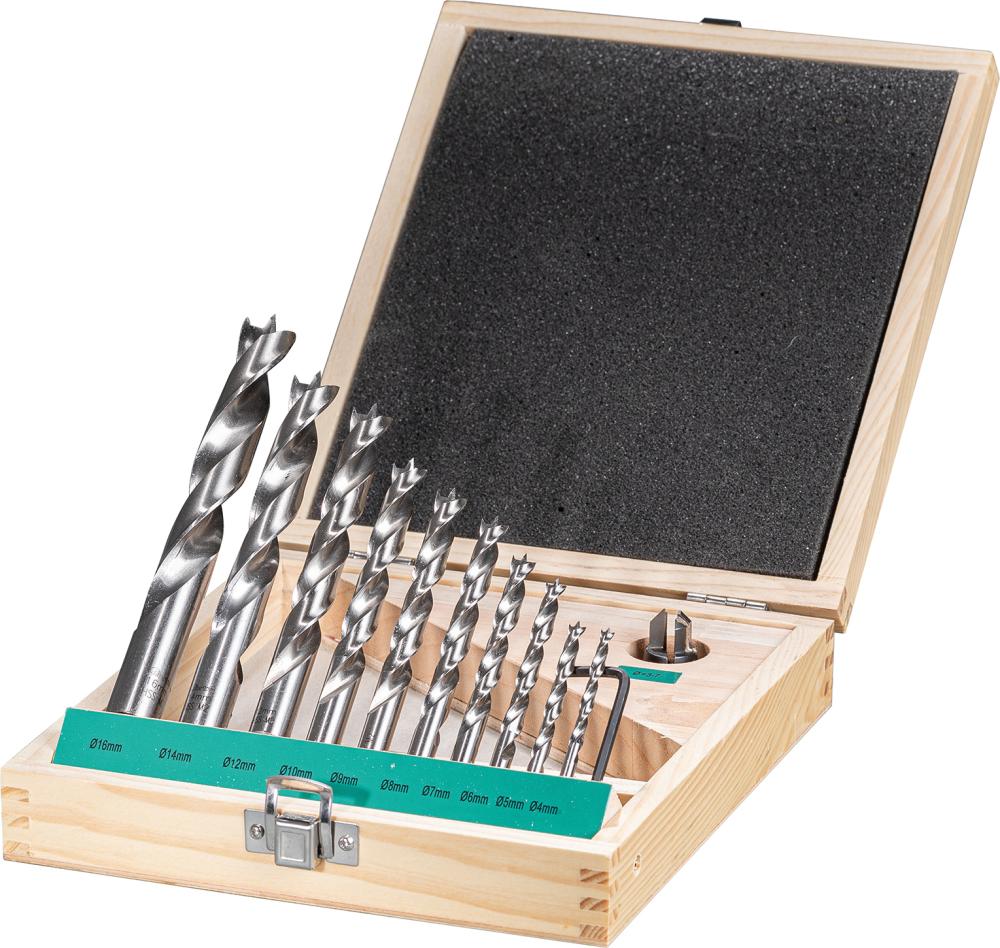 Holzspiralbohrer Satz HSS11-tlg. FORTIS 4,5,6,7,8,9,10,12,14,16mmund 1 HW-Versenker Holzspiralbohrer Satz HSS11-tlg. FORTIS 4,5,6,7,8,9,10,12,14,16mmund 1 HW-Versenker