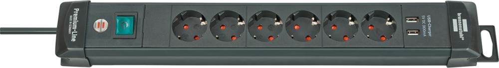 BRENNENSTUHL Premium-LineSteckdosenleiste mit USB 6-fach schwarz 3m