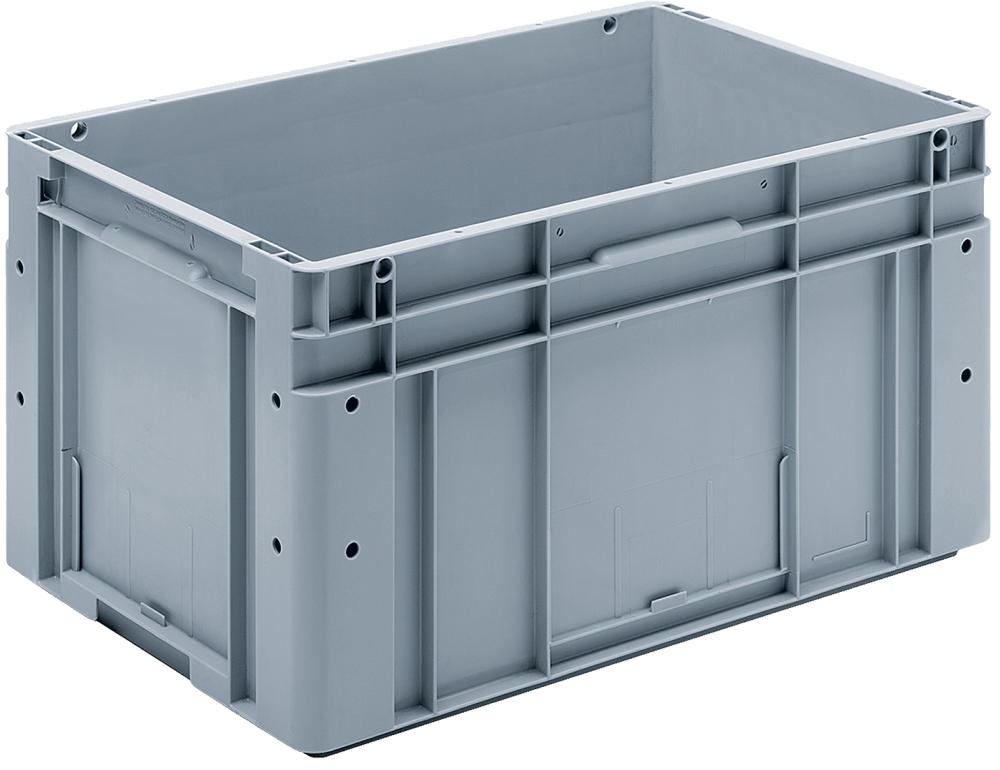 Stapelbehälter geschlossen grau vorbombierter Boden 63l B600xT400xH320mm