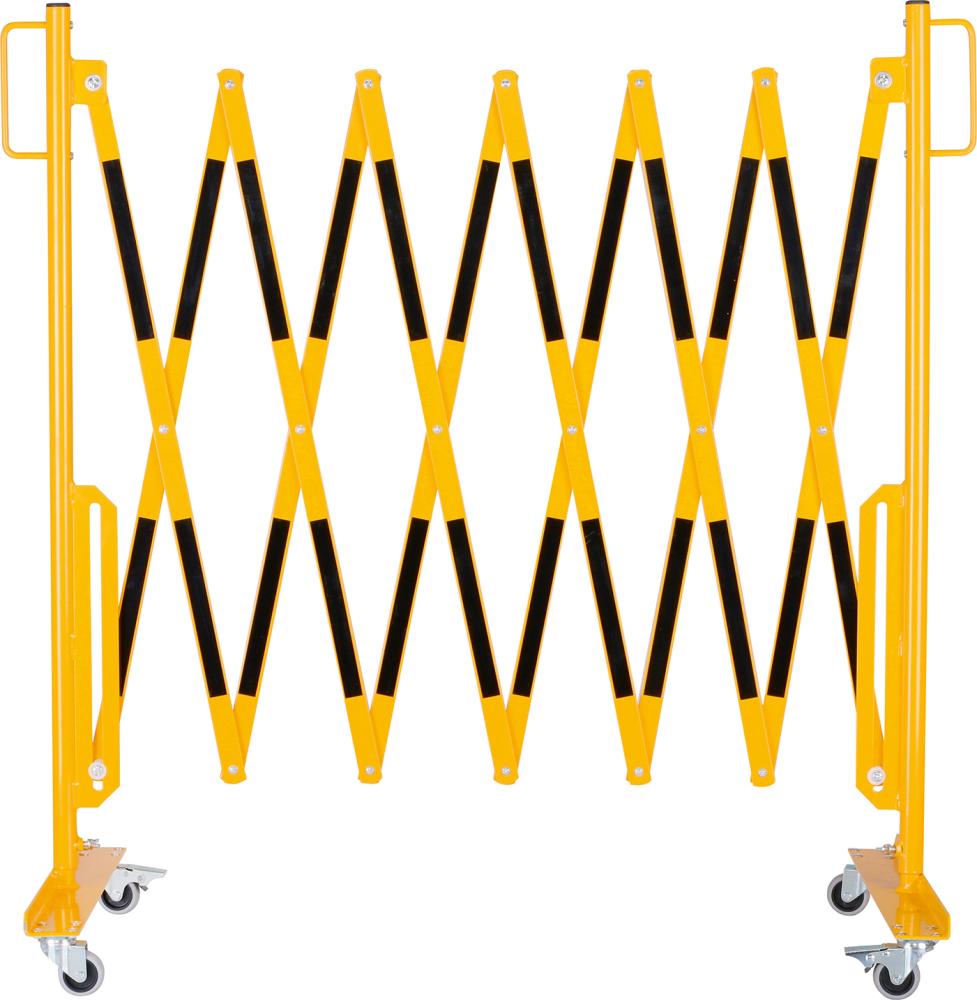Scherengitter H 1050mm, L bis 3600mm gelb/schwarz mit Rollenfüße Scherengitter H 1050mm, L bis 3600mm gelb/schwarz mit Rollenfüße