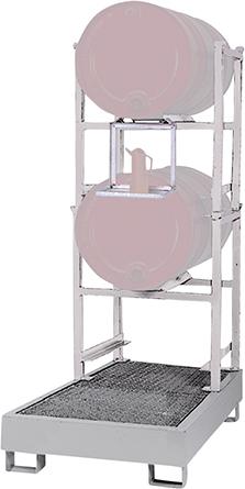 Auffangwanne Typ WSP-2-OS mit 2x Stapelregal Typ STR-1 und Kannenträger