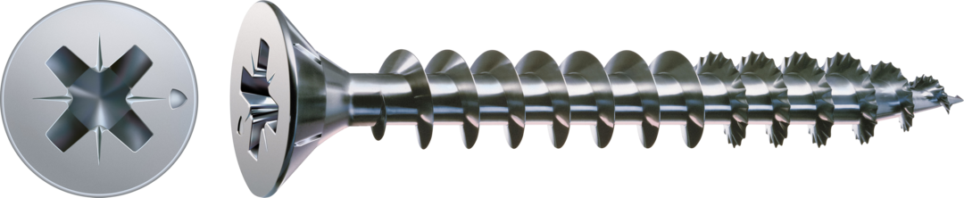 Artikelhauptbild ABC Spax-Schrauben blau verz. Senkkopf, Kreuzschlitz  2,5 x 10 Vollge MULTI-Kopf, 4CUT-Spitze, gehärtet