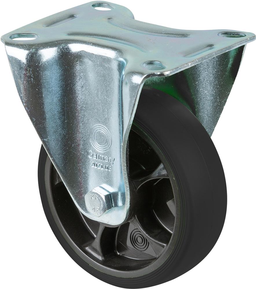 Bockrolle 100mm L400.B44,Platte, Gummi+ Felge schwarz.,RL Bockrolle 100mm L400.B44,Platte, Gummi+ Felge schwarz.,RL