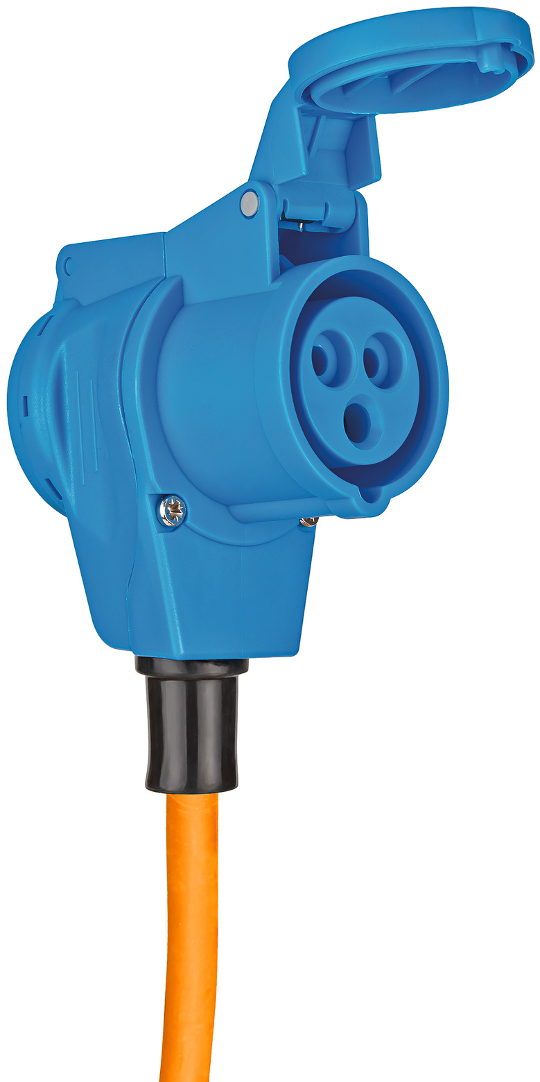 Camping-/Maritim-Adapterkabel IP44 1,5m orange H07RN-F 3G2,5 Schutzkontakt-Stecker, Winkelkupplung CEE 230V/16A