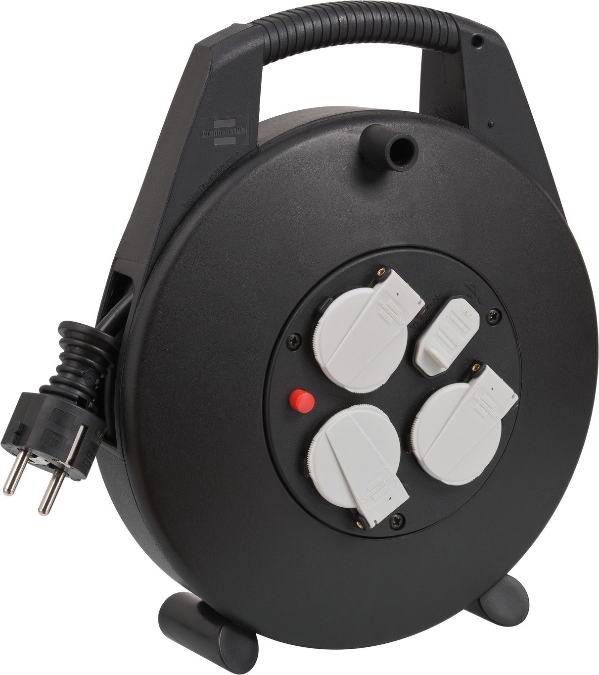 Vario-Line Kabelbox mit USB-Ladefunktion schwarz 10m H05VV-F 3G1,5