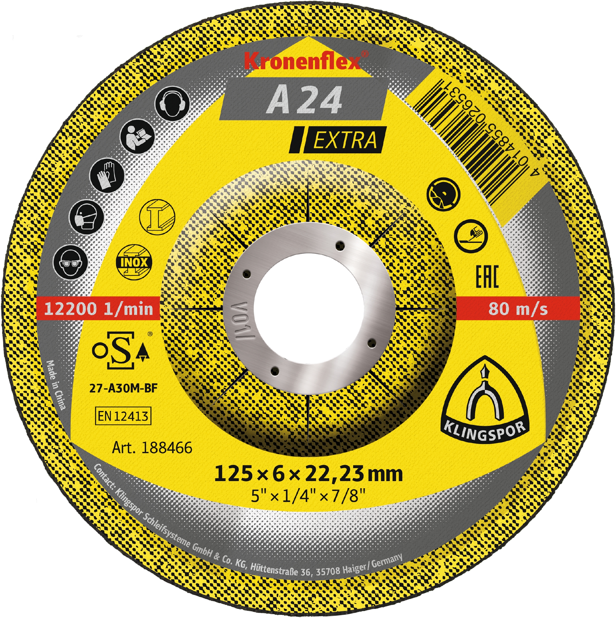 Produkt A 24 EX Schruppscheiben, 125 x 6 x 22,23 mm gekröpft