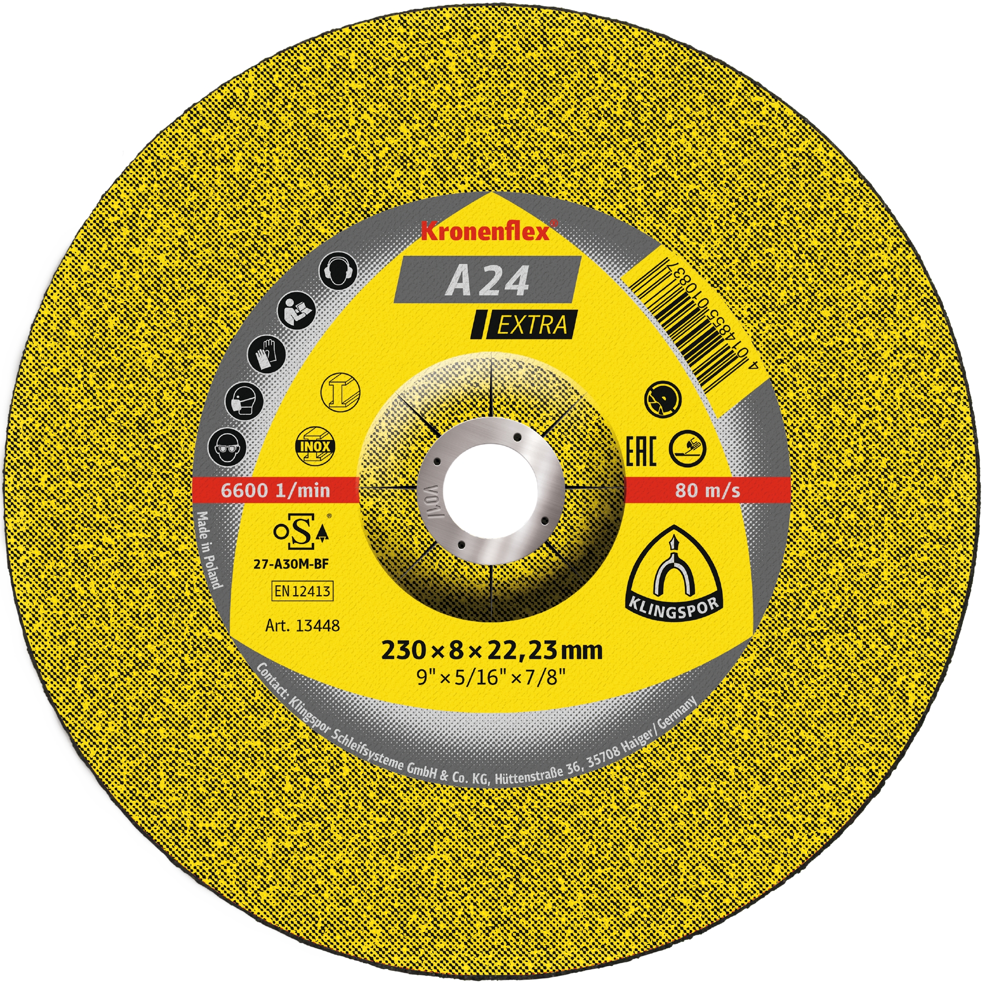 Produkt A 24 EX Schruppscheiben, 230 x 8 x 22,23 mm gekröpft