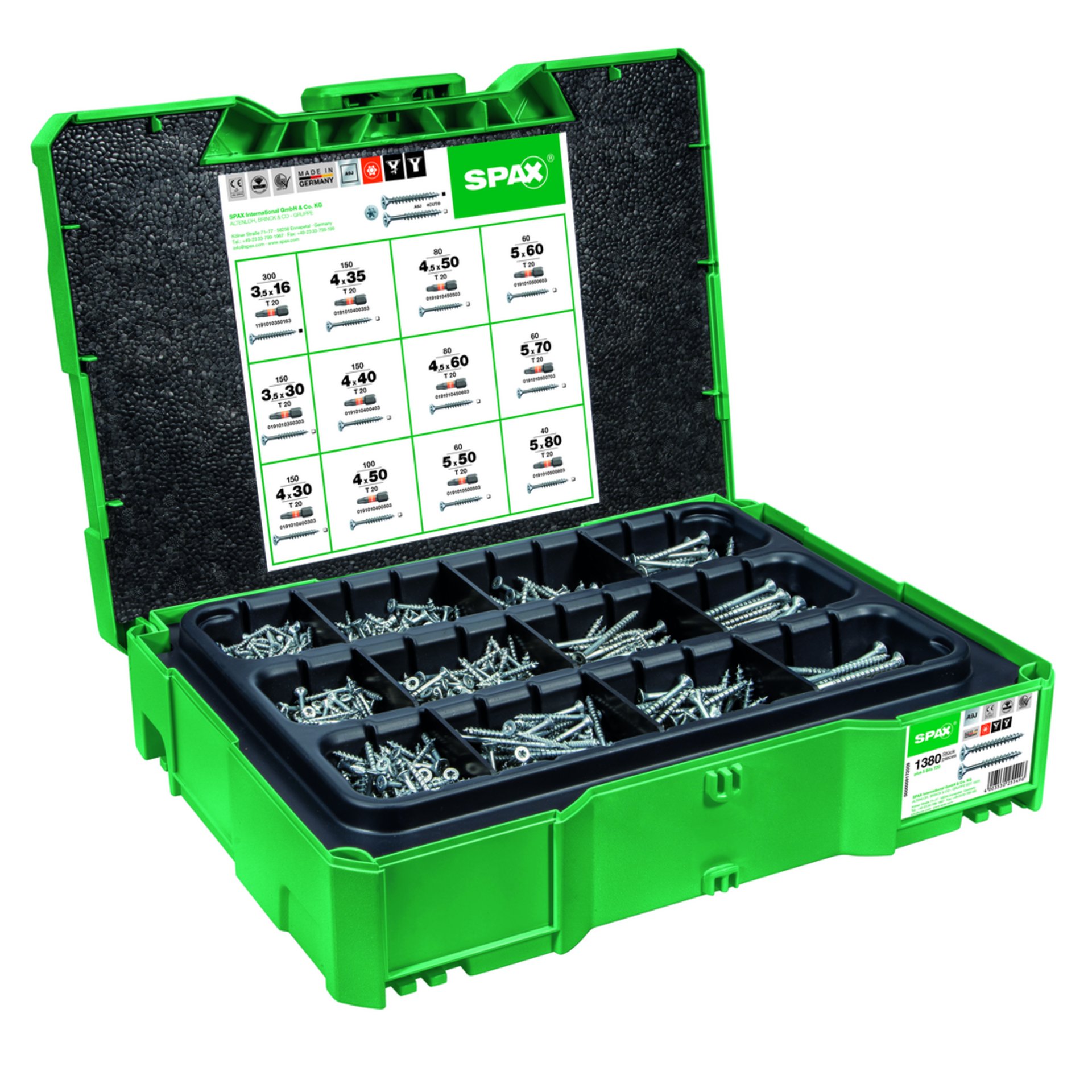 Main picture SPAX Box Systainer T-Loc I, Schraubenset mit 12 Abmessungen, 1380 Schrauben + 5 Bits, Senkkopf, T-STAR plus, 4CUT, WIROX